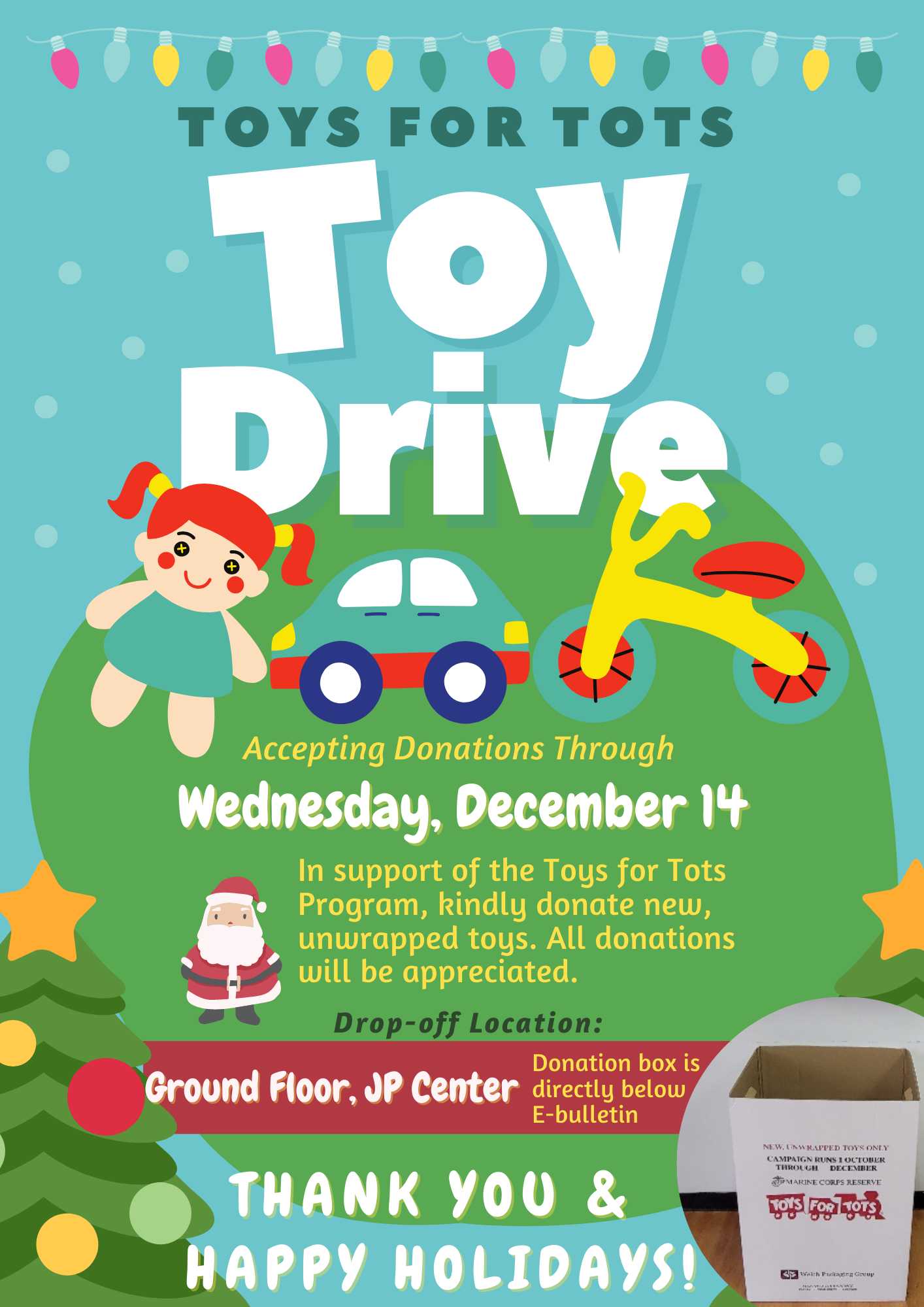 Toys for Tots! Donations being accepted.